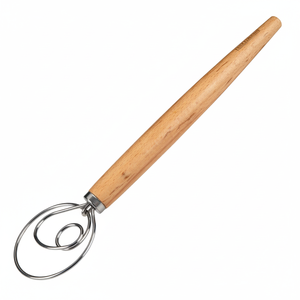 Frusta in acciaio inossidabile e legno di faggio da 33 cm per mescolare l'impasto - Product Image 2
