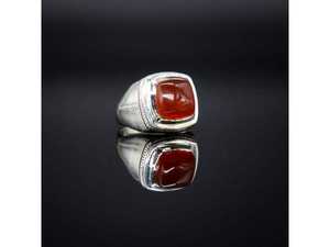 Anillo de Plata de Ley 925 en Oferta, con Piedra Preciosa de Cornalina Natural, Joyería Hecha a Mano, Estilo Minimalista, Simple y Clásico - Product Image 3