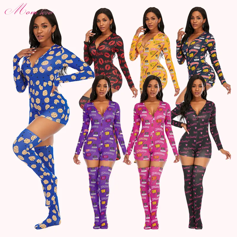 2021 women onesie Onesis With Matching Socks lounge wear women pajama sets sleepwear onesie for women