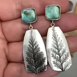 Forest Series Pine Tree Drop <b>Earrings</b> Bezel Setting Copper Ear <b>Post</b> Party Fashion Dangle <b>Earrings</b> CY2023 - Product Image 1
