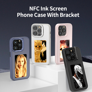 Funda para iPhone 13 14 15 16 Pro Max con Soporte para Cámara, Diseño Digital de Arenado en 4 Colores, NFC, Personalizable con Tinta Electrónica - Product Image 1