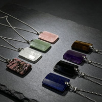 Collier Pendentif Facetté en Cristal Naturel Améthyste Quartz Rose Pierre Précieuse Bohème Bijoux de Guérison Accessoires