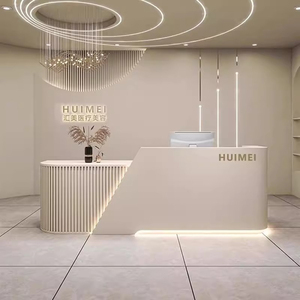 Moden Beauty Salon Nail đồ nội thất bằng gỗ màu đen và đỏ trắng be với vàng tiếp nhận bảng truy cập bàn để bán - Product Image 3