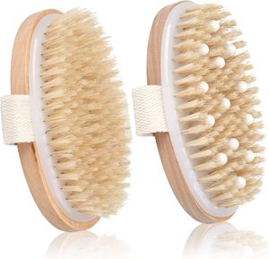 Brosse de douche exfoliante personnalisable avec logo, à poils naturels doux mais rigides, pour la cellulite, le drainage lymphatique et l'amélioration de la circulation. - Product Image 1