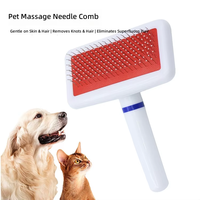 Brosse de toilettage professionnelle pour chiens et chats, auto-nettoyante, en acier inoxydable, avec peigne à aiguilles en plastique à coussin d'air, pour enlever les poils d'animaux