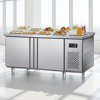 Congélateur de table en acier inoxydable à double température, station de travail de cuisine, réfrigérateur de cuisine, congélateur, établi