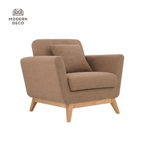 Fauteuil canapé en tissu unique, pieds en bois, design danois, style suédois - Product Image 4