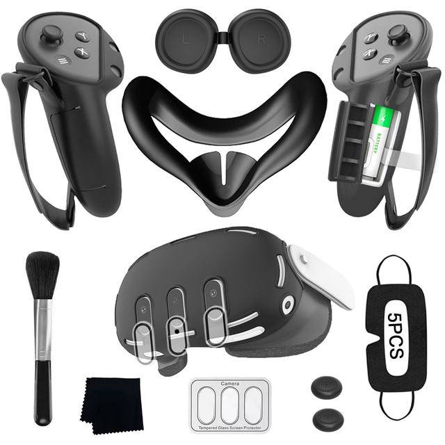 Enhanced VR Experience 9 in 1 Silicone Cover Kit for Meta Quest 3 VR Accessories Headset Case Face Mask Pad Controller Covers