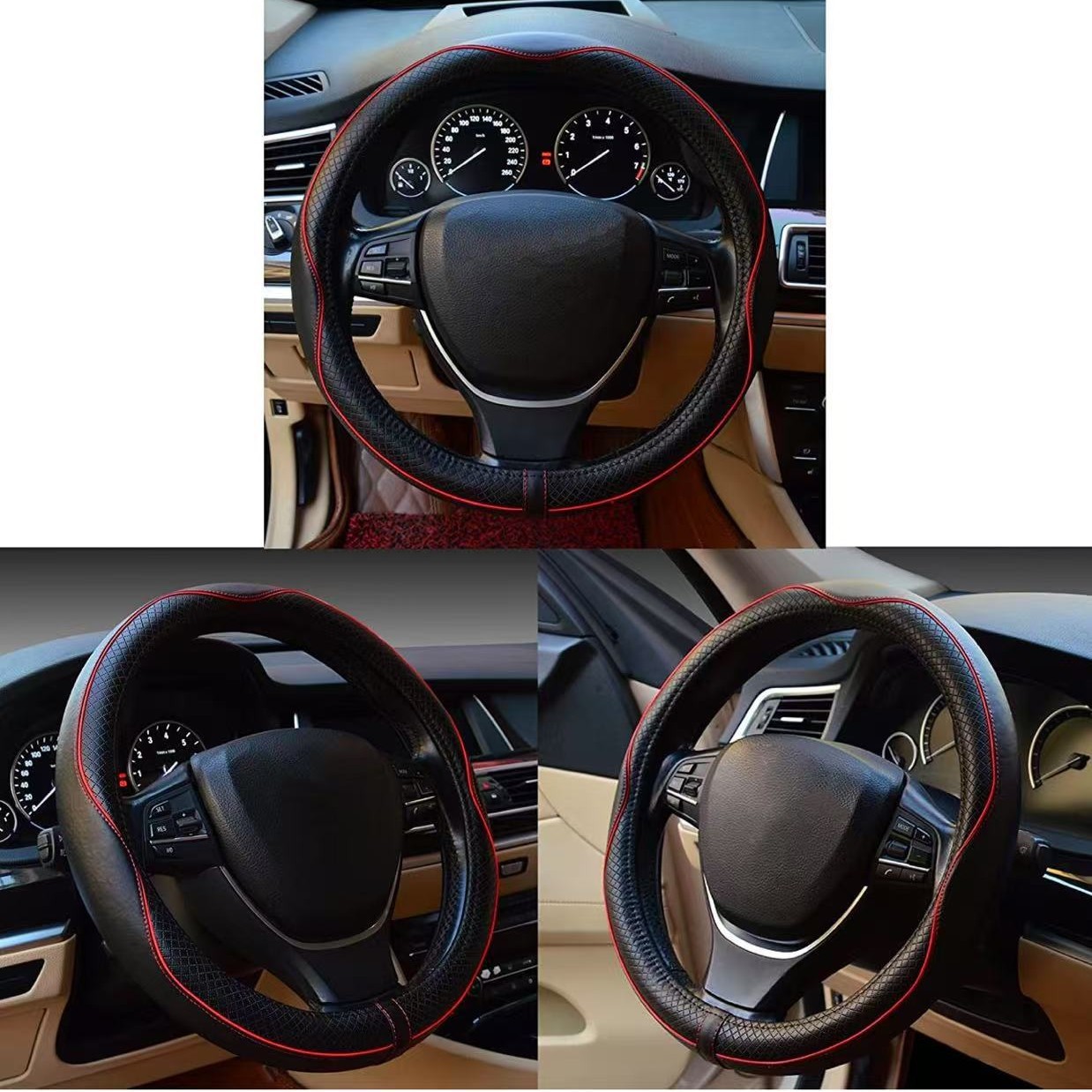 Universal Car Steering Wheel Cover | Sporty Fashionable Leather Grip | All-Season Auto Accessories