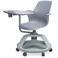 Chaise d'école avec panier de rangement, base stable, roulettes à roulement fluide et support de tablette en option