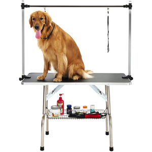 Table de toilettage pliable pour chiens en métal avec étagère de rangement et barre réglable - Product Image 4
