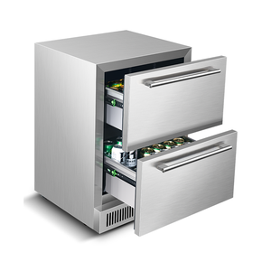 Réfrigérateur encastrable en acier inoxydable 145L pour boissons et vins, bar à glace, stockage domestique, 2 tiroirs, intérieur, étanche - Product Image 2