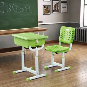 Venta caliente cómodo escritorio individual y silla conjunto para estudiantes de la escuela