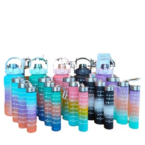 Stainless Steel Lid Gradient Water Bottle 4 Piece Set Large Capacity With Straw Outdoor Sports Use - Product Image 5