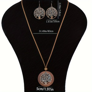 Ensemble collier et boucles d'oreilles Arbre de Vie bohème, plaqué bronze antique, bijoux en alliage pour femmes - Product Image 5