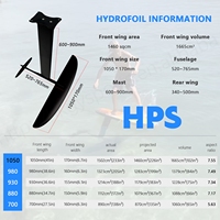 Set de Hydrofoil GY 1050: Ala Delantera, Mástil, Ala Trasera de Carbono, Alto Rendimiento, Viento Ligero, Deportes Acuáticos, Negro, 1460 cm², SUP Multiusos