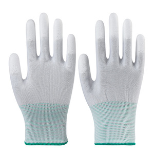 Guantes antiestáticos de nailon con revestimiento de PU en los dedos y la palma, sin polvo, para trabajo, antideslizantes, transpirables, resistentes al desgaste y aptos para - Product Image 1