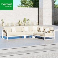 Ensemble de meubles modernes d'extérieur en aluminium KD Table de patio en L et canapé sectionnel pour hôtels, jardins, cours et appartements
