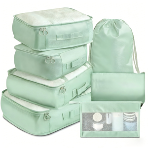 RPET <strong>Light</strong> Weight Durable Portable Luggage Organizer 8-Piece Clothing Shoe Pouch Set Nylon Storage Bags Zipper Travel <strong>Suitcase</strong> - Product Image 2