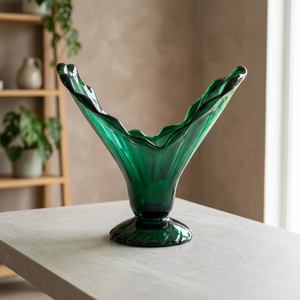 Jarrón de Vidrio Verde para Piso, Florero Decorativo Irregular, Escultura para Sala de Estar, Entrada, Decoración del Hogar - Product Image 2