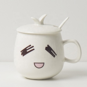 Cốc gốm một bộ nắp muỗng cốc bán buôn Chất lượng cao tinh tế biểu tượng cảm xúc thiết kế dễ thương 301-400ml cốc Hộp Quà Tặng phim hoạt hình - Product Image 4