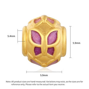 <b>Butterfly</b> round beads 24K Solid Gold <b>Bracelet</b> Beaded Ancient craftsmanship Jewelry Findings Components - Product Image 4