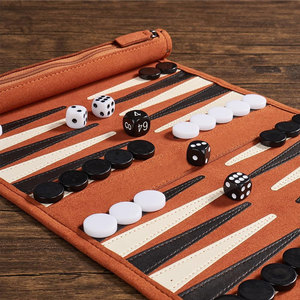 Tablero de backgammon de cuero hecho a medida con un fino juego de backgammon de cuero plegable para aficionados al ajedrez, juego de backgammon para uso en exteriores. - Product Image 4