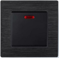 Interrupteur mural simple en aluminium doré avec indicateur néon 250V AC pour décoration intérieure
