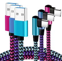 Kabel USB C Teeind 6ft 3Pack, Kabel Nilon Kepang Sudut Kanan 90 Derajat |   Kabel Pengisian Cepat 2.1A Tipe C dengan Nilon Tahan Lama