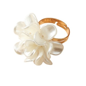 European American Fashion Gold Plated Camellia <b>Rings</b> <b>Adjustable</b> 3D White Flower <b>Ring</b> for Women Girls - Product Image 4