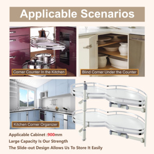 Alandwares, estante de almacenamiento de vajilla ovalada de hierro multiusos moderno, bandeja oscilante <span class=keywords><strong>cromada</strong></span>, organizador, estante de <span class=keywords><strong>cocina</strong></span> giratorio, fácil de limpiar - Product Image 4