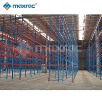 Étagères de stockage à double profondeur en acier certifiées ISO9001:2008/RMI, bleues et orange, capacité de 4000 kg/niveau