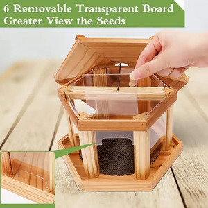 Casa per uccelli in legno all'aperto gabbia per allevamento a forma di esagono Gazebo mangiatoia per uccelli appesa gabbia per allevamento piccole gabbie per uccelli - Product Image 3
