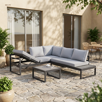 Ensemble de canapés d'extérieur modernes en aluminium BHR avec table basse et dossier réglable, idéal pour les parcs et les salles de sport