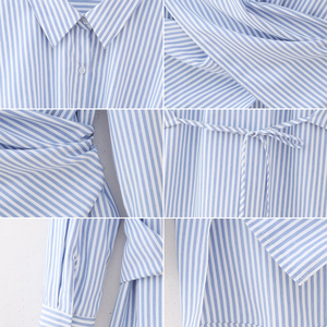 4606 Camicetta Trendy Primaverile con Collo Rovesciato, Stampa a Righe, Manica Lunga, Stile Streetwear, Blusa Unica con Dettaglio Incrociato, Camicia Casual da Donna - Product Image 5