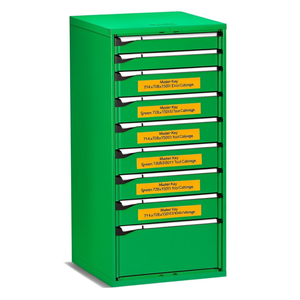 Fami Master Key Comfort <b>Drawer</b> Cabinet 9 <b>Drawers</b> 714x726x1500 Mm Green Ral6011 <b>Tool</b> Storage - Product Image 2