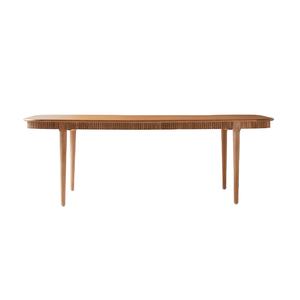 <span class=keywords><strong>Table</strong></span> à manger de luxe en bois de chêne cerusé, bords arrondis et détails de tablier cannelé, <span class=keywords><strong>table</strong></span> de salle à manger - Product Image 2