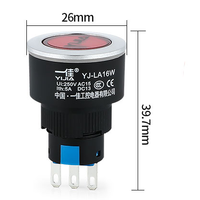 Luz indicadora de plástico LED redonda plana de 16 mm con símbolo de encendido, varios colores, 12 V, 24 V, 220 V, YJ-LA16W-D/Y