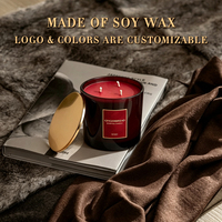 Bougie parfumée en verre avec 3 mèches, grande taille, cire de soja naturelle, pour la décoration de Noël à la maison, vente en gros A06P.