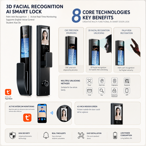 กลอนประตูอัจฉริยะ Glomarket Ai Tuya Palm Vein 3D ระบบจดจำใบหน้า พร้อมกล้อง ควบคุมผ่าน WiFi รองรับการเชื่อมต่อวิดีโอระยะไกล - Product Image 2