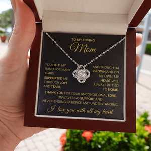 Collar con Colgante de Nudo de Amor Clásico de Cobre, Técnica de Fundición, Tarjeta con Texto Personalizado, Regalo del Día de la Madre para Hija/Hijo - Product Image 3