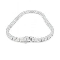 Bracelet tennis JJ BRAVO en or blanc massif 14 carats avec diamants de laboratoire taille brillant 3 mm pour femmes et hommes, plaqué rhodium