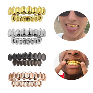 Hip Hop Braces Glossy <strong>Gold</strong> Braces Upper 8 Top and 8 Bottom 18k Electroplated Copper Braces Accessories Body Jewelry - Product Image 1