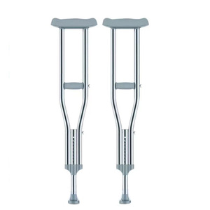 Adjustable Stainless Steel Crutches Gray 2-Pack For Elderly And Disabled People With Plastic Grip And 39 In Height Range - Product Image 1