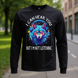 Camiseta de manga larga Wolf Sarcasm I Can Hear You But I'm Not Listening - Product Image 3