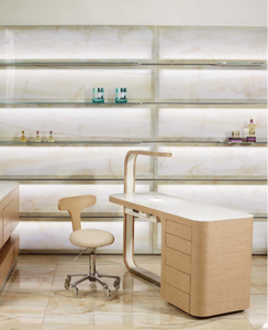 Modern çivi Bar istasyonu güzellik salonu mobilyası çift kişilik ahşap tırnak tabloları tırnak masası manikür masa sandalye takımı - Product Image 3