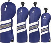 Housse de tête de club de golf en cuir véritable de qualité supérieure, motif brodé à carreaux personnalisé, adaptée aux clubs de golf 460cc (driver, fairway, hybride)