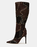 Bottes à talons hauts de luxe pour femmes en cuir véritable à bout pointu, vente en gros
