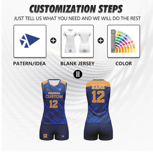 Nouveau design, logo personnalisé, impression par sublimation, maillot de volley-ball et short sans manches pour hommes et femmes, uniforme de volley-ball PQ25030 - Product Image 2