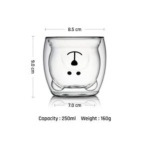 Criativo dibujos animados animal de doble camada de vidro aislado copo de beber, bonito urso copo de beber - Product Image 6